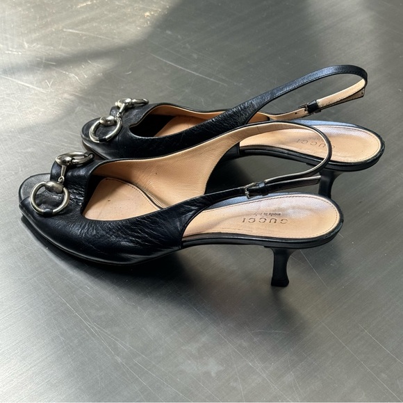 Gucci Vintage Horsebit Kitten Strapback Heels in Black size 38 - Picture 4 of 4
